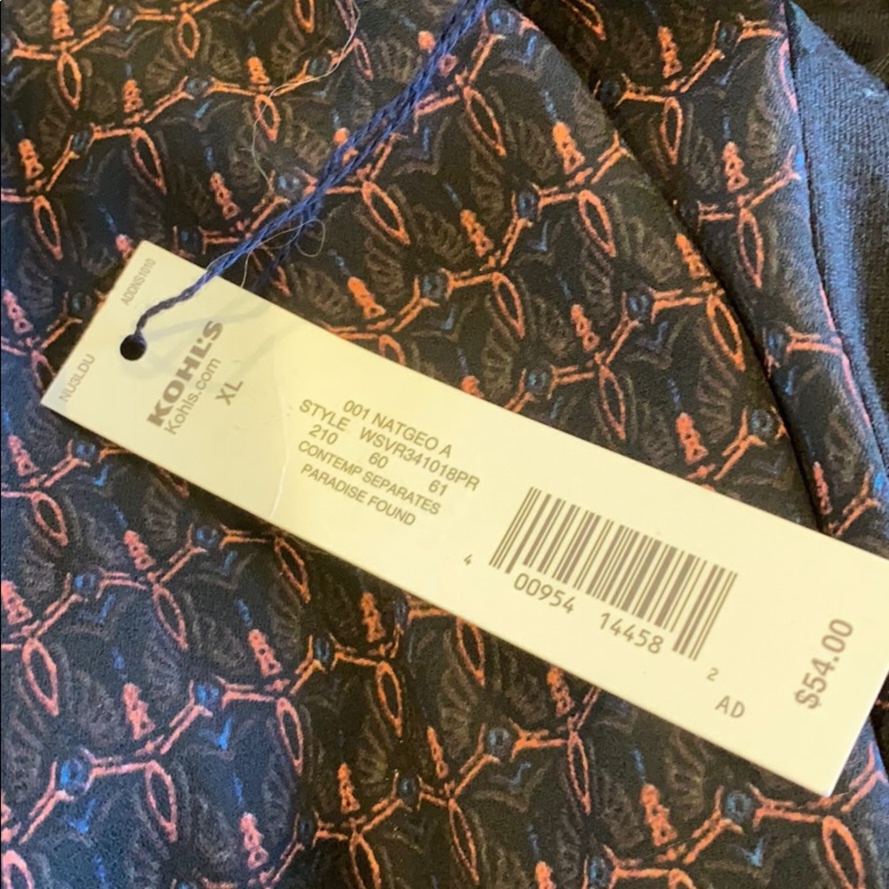 Petal-Print Crepe Front-Solid BackJersey Tunic Top - Picture 9 of 9